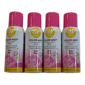 Lot (4) Wilton Color Mist PINK Food Color Spray 1.5 oz Cupcakes Cake SEA…